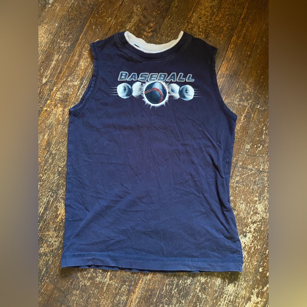Prospirit Dark Blue Kids Tank Top with Baseball Design Size MD